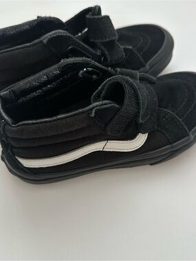 Vans Kids Black High-Top Sneakers with White Side Stripe
